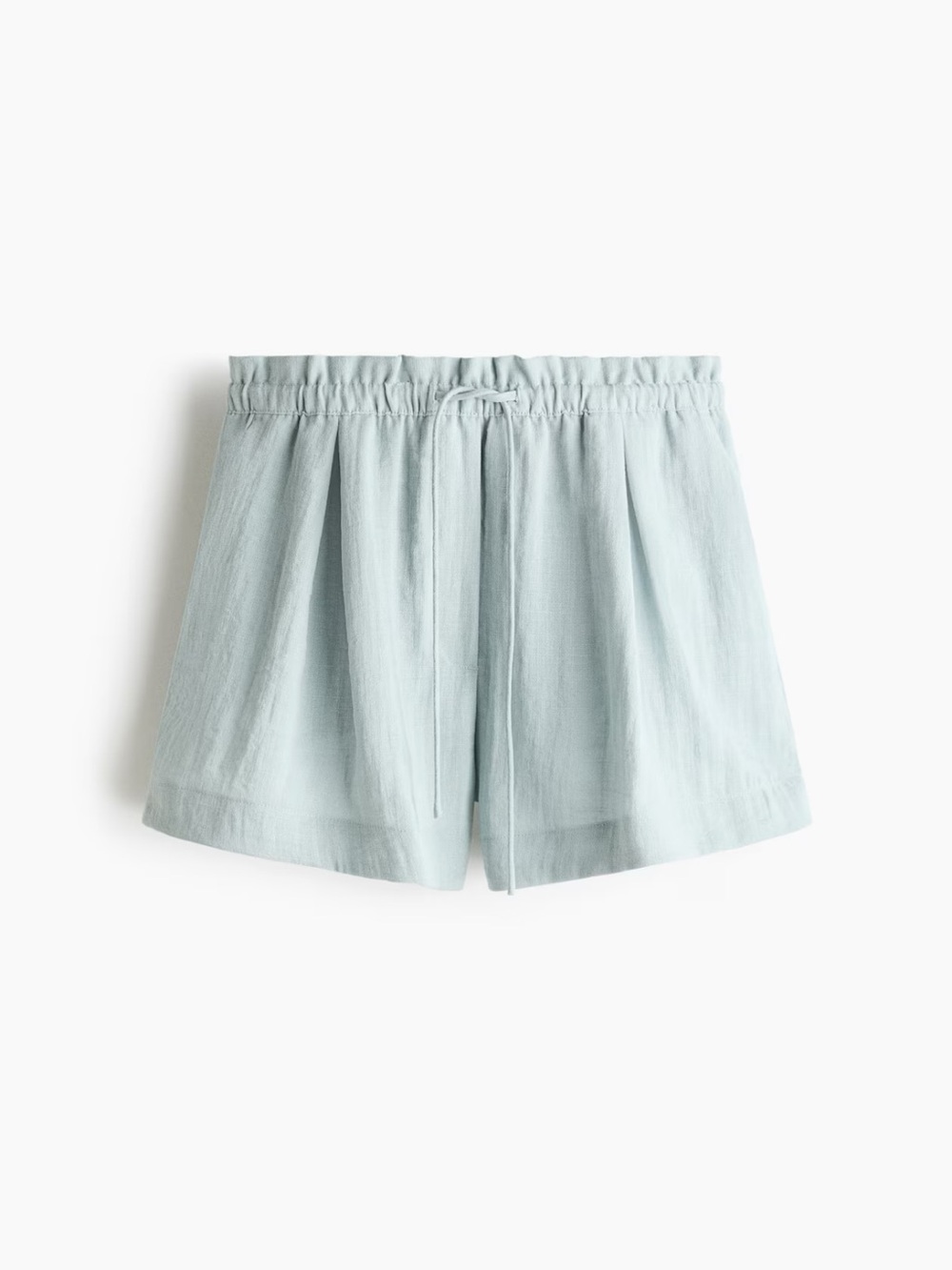 Light dusty turquoise Women's Drawstring Linen-Blend Shorts